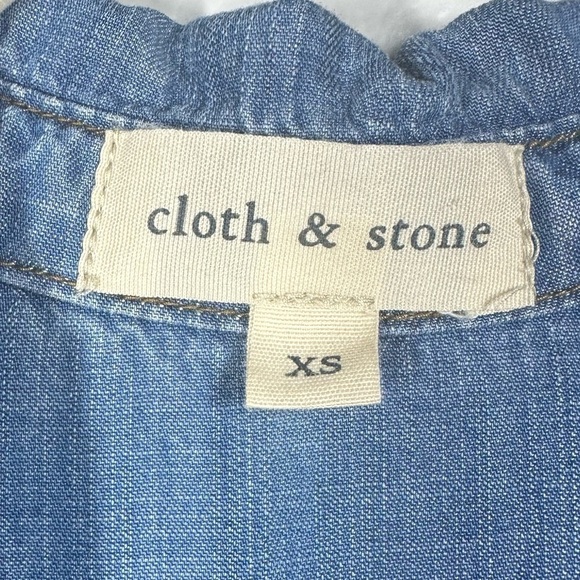 Cloth & Stone‎ Shirt Dress Women's XS Chambray Denim Blue Button Long Sleeve - Picture 4 of 7
